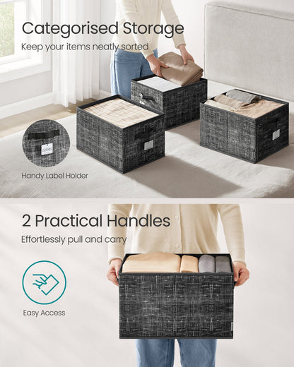 15 cm High Collapsible Storage Boxes Set of 3 Ink Black - image 16