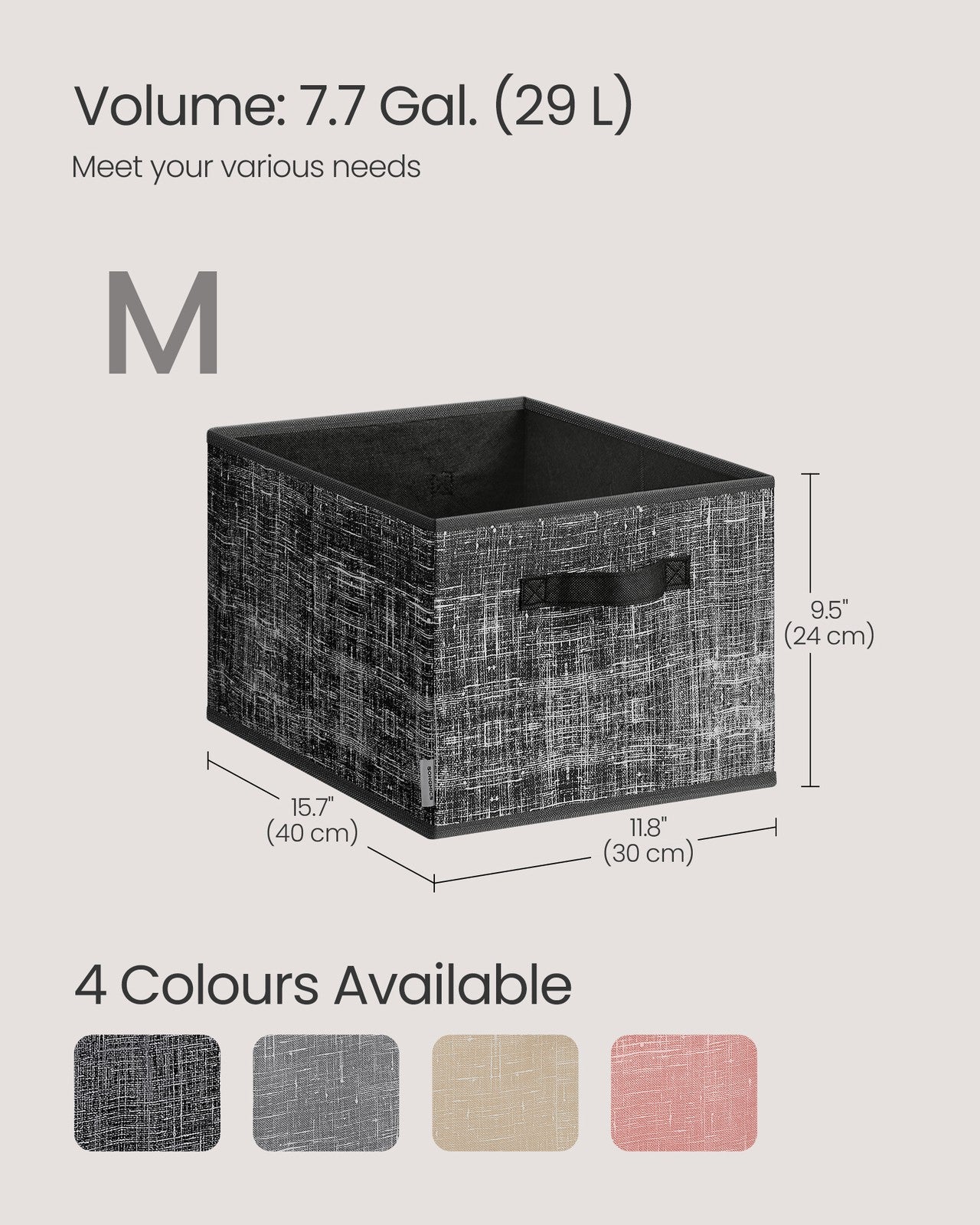 15 cm High Collapsible Storage Boxes Set of 3 Ink Black - image 17