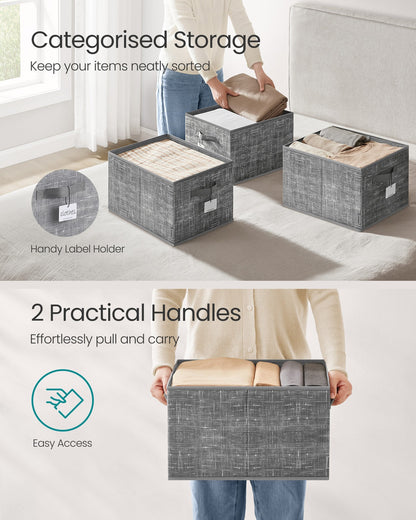 15 cm High Collapsible Storage Boxes Set of 3 Ink Black - image 22