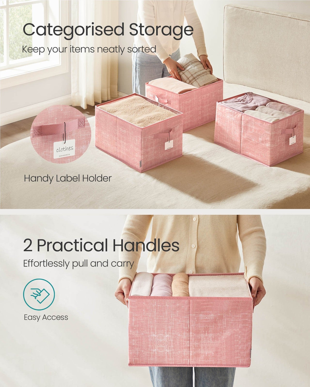 15 cm High Collapsible Storage Boxes Set of 3 Ink Black - image 34