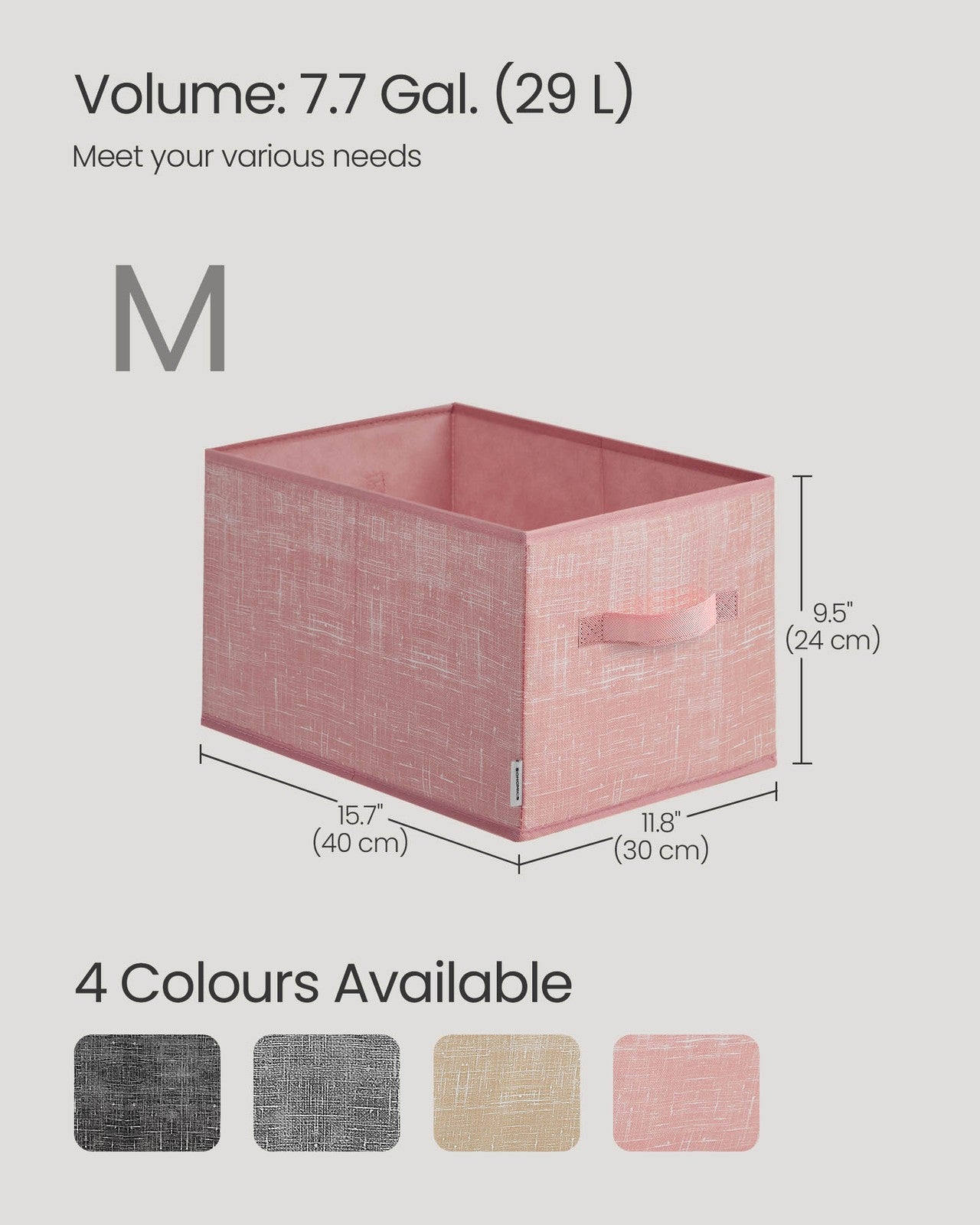 15 cm High Collapsible Storage Boxes Set of 3 Ink Black - image 35