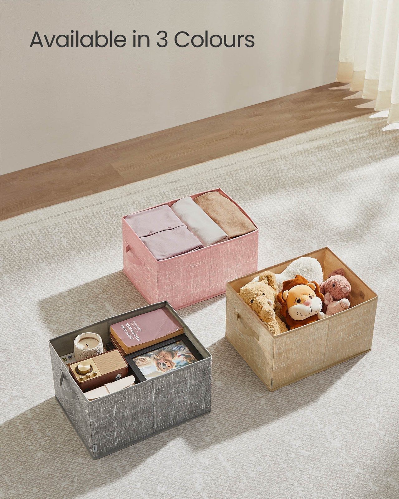 15 cm High Collapsible Storage Boxes Set of 3 Ink Black - image 36