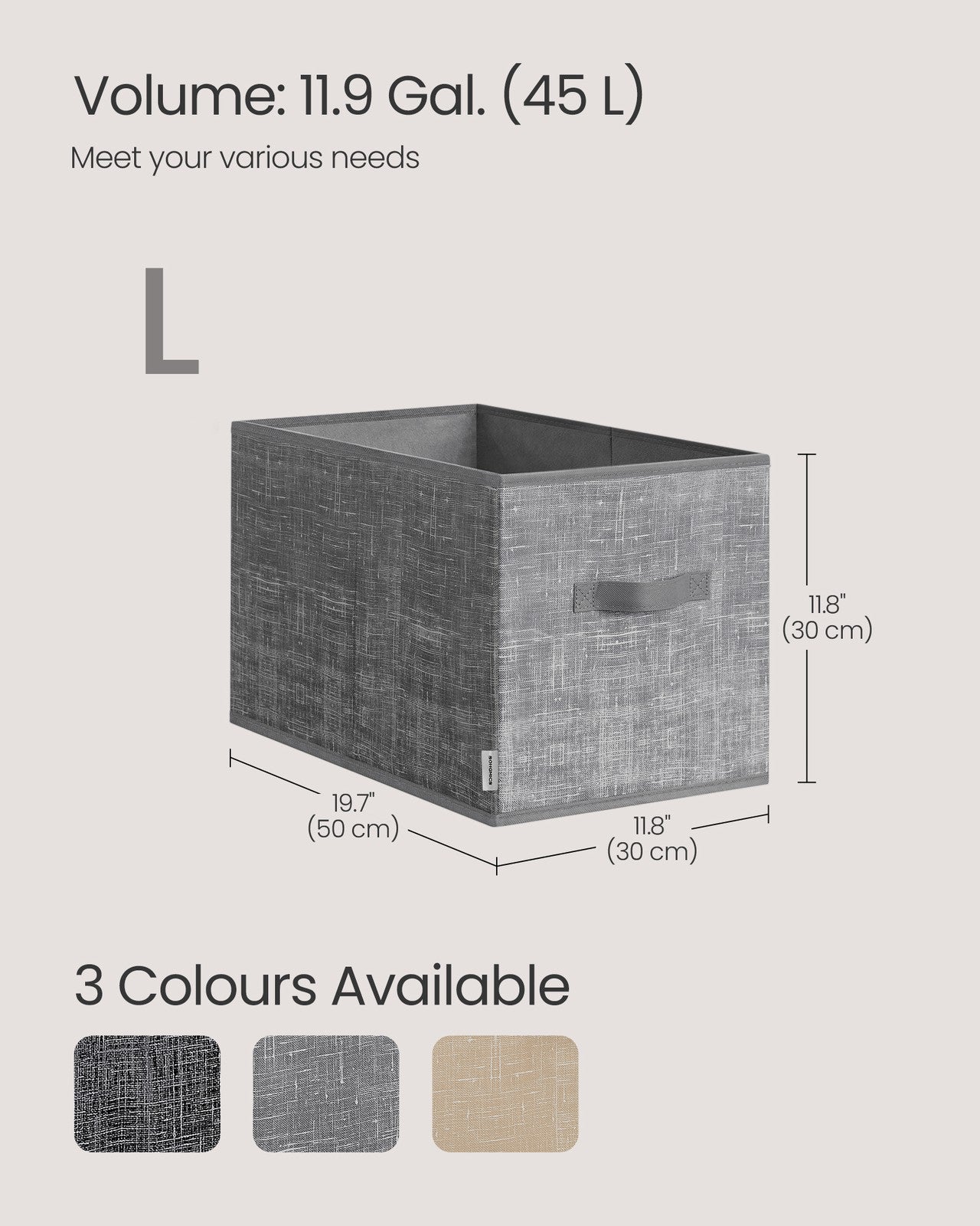 15 cm High Collapsible Storage Boxes Set of 3 Ink Black - image 41