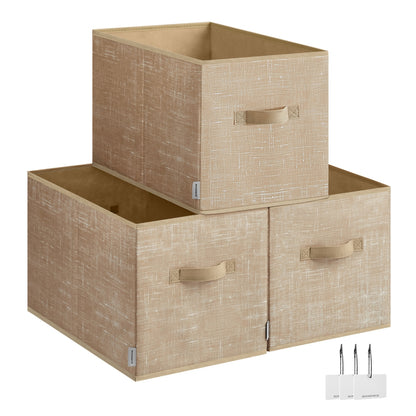 30 cm High Collapsible Storage Boxes Set of 3 Sand Beige - image 1