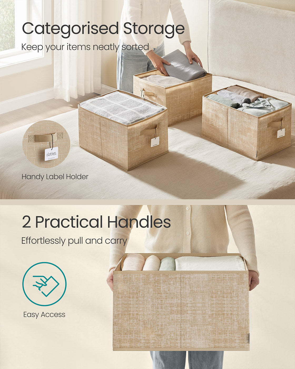 15 cm High Collapsible Storage Boxes Set of 3 Ink Black - image 46