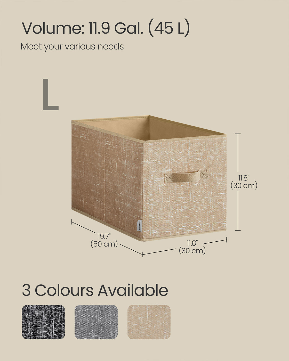 15 cm High Collapsible Storage Boxes Set of 3 Ink Black - image 47