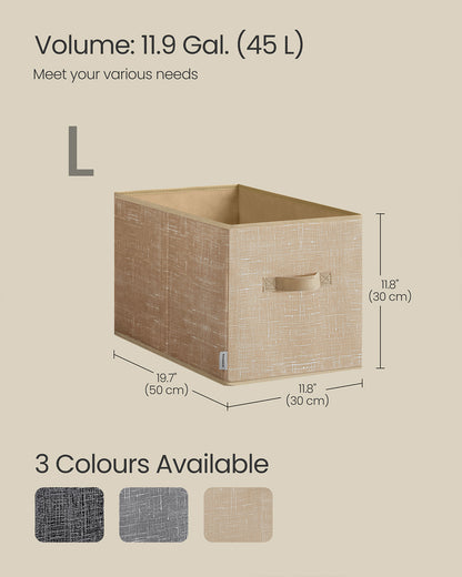 30 cm High Collapsible Storage Boxes Set of 3 Sand Beige - image 5