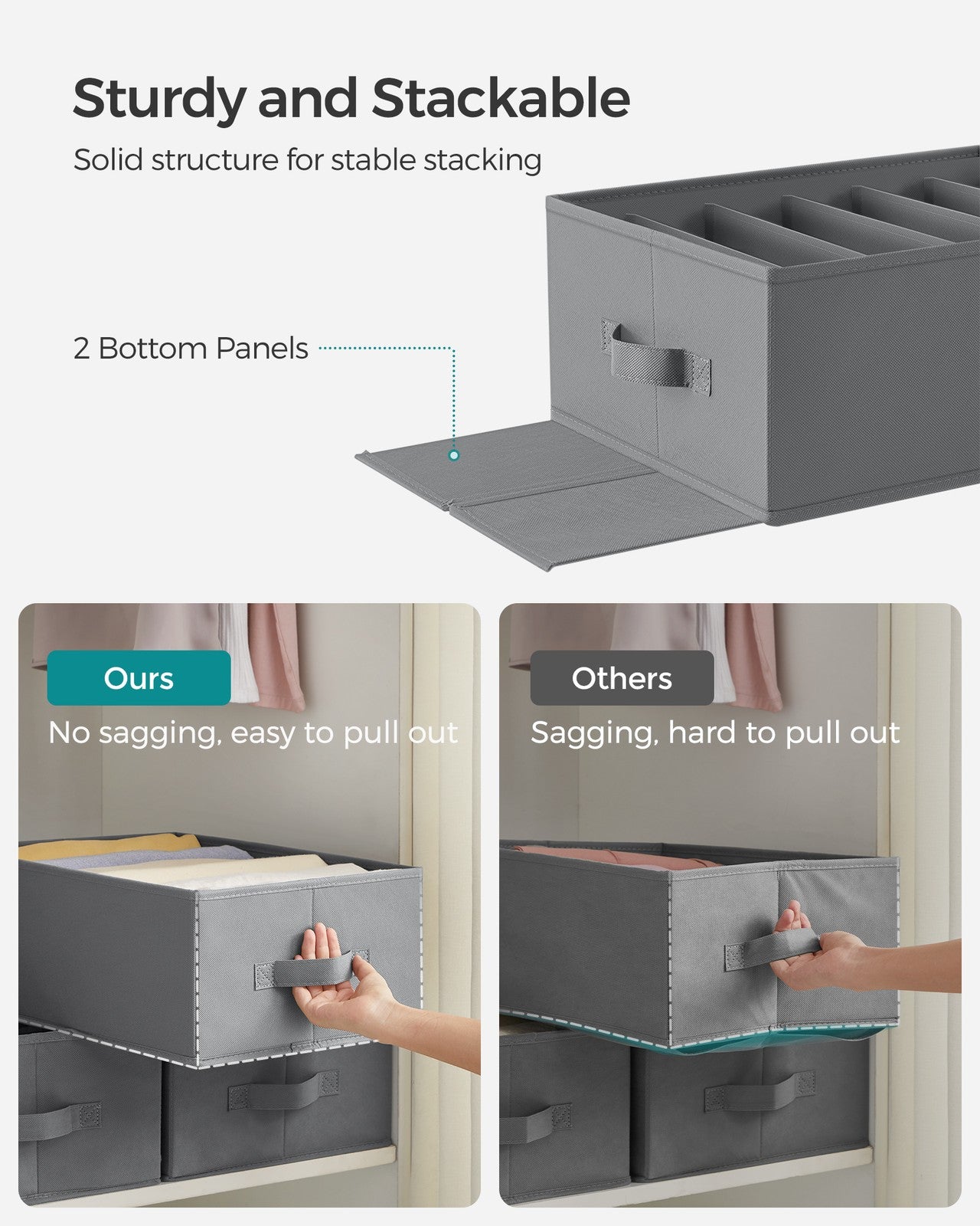 42 x 30 x 17 cm Set of 4 Drawer Organisers Dove Grey - image 5