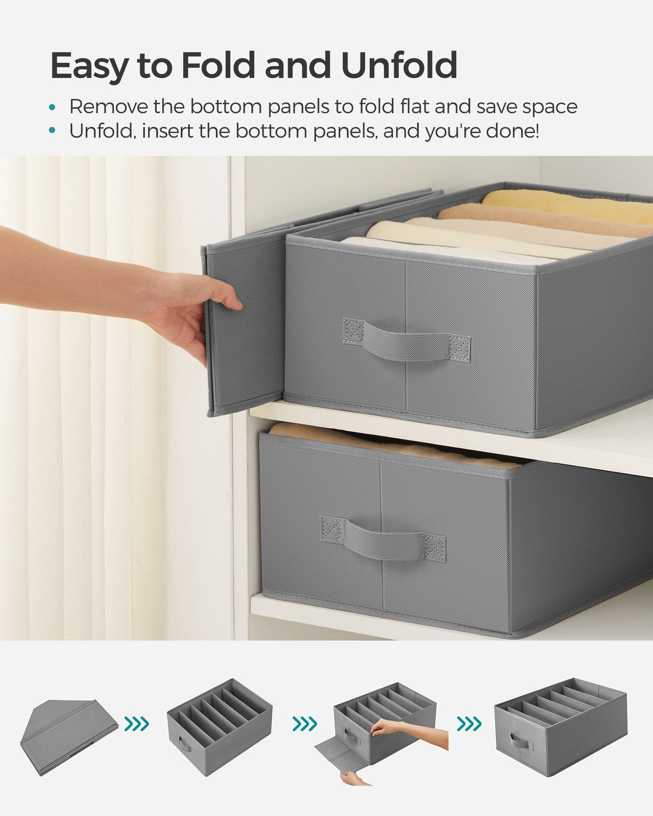 42 x 30 x 17 cm Set of 4 Drawer Organisers Dove Grey - image 7
