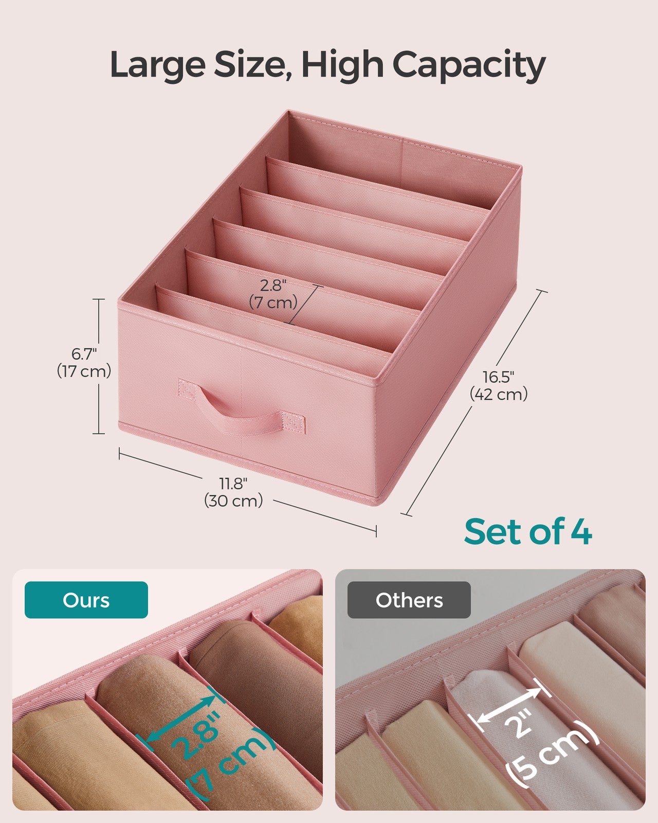 42 x 30 x 17 cm Set of 4 Drawer Organisers Dove Grey - image 25