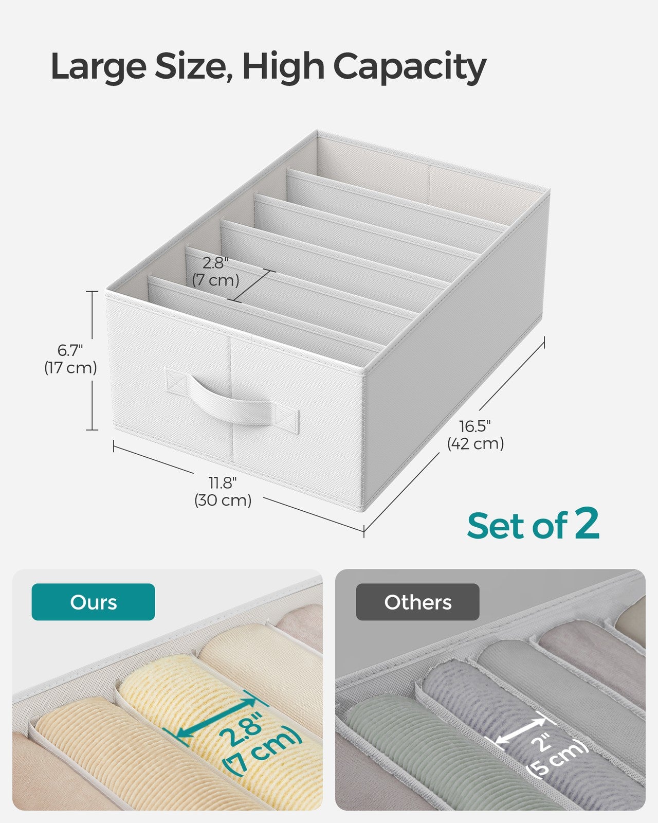42 x 30 x 17 cm Set of 4 Drawer Organisers Dove Grey - image 19