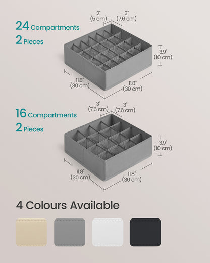 Set of 4 Drawer Organisers with 80 Compartments Dove Grey - image 5