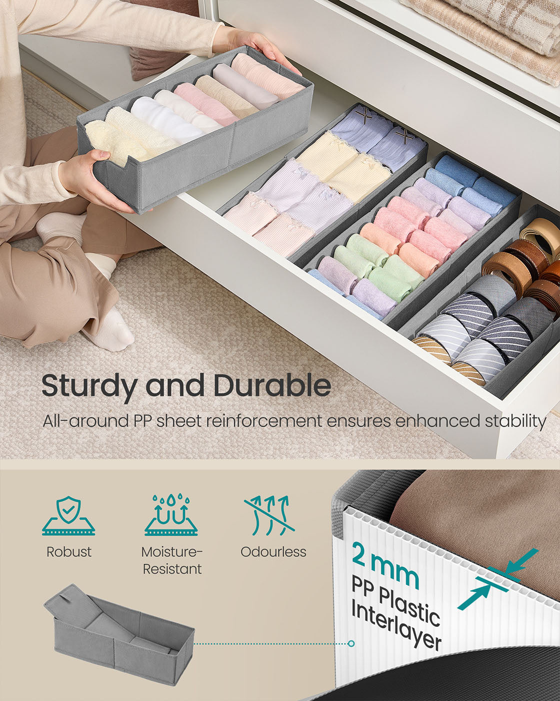 Set of foldable drawer organisers with dividers - image 15