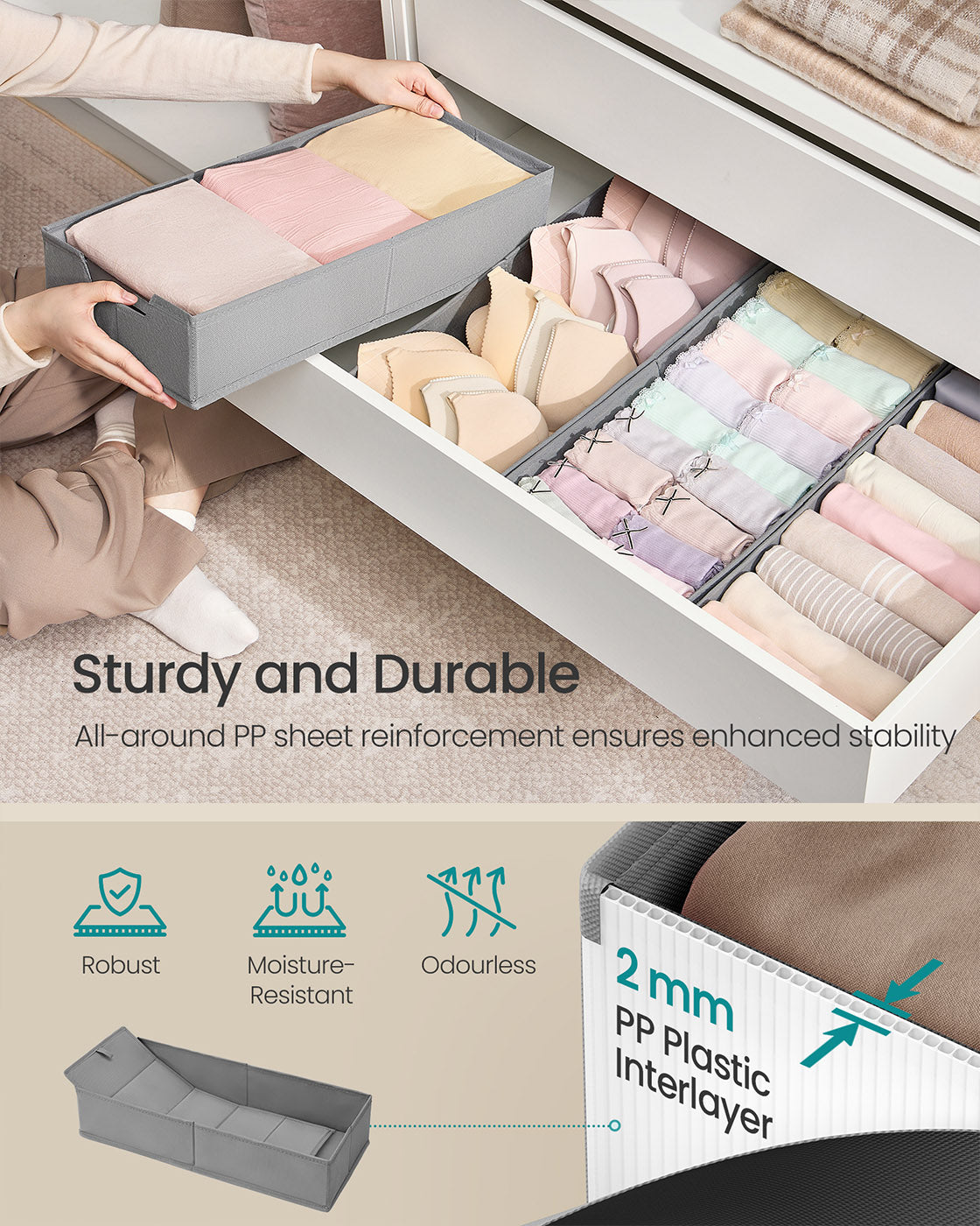 Set of foldable drawer organisers with dividers - image 21