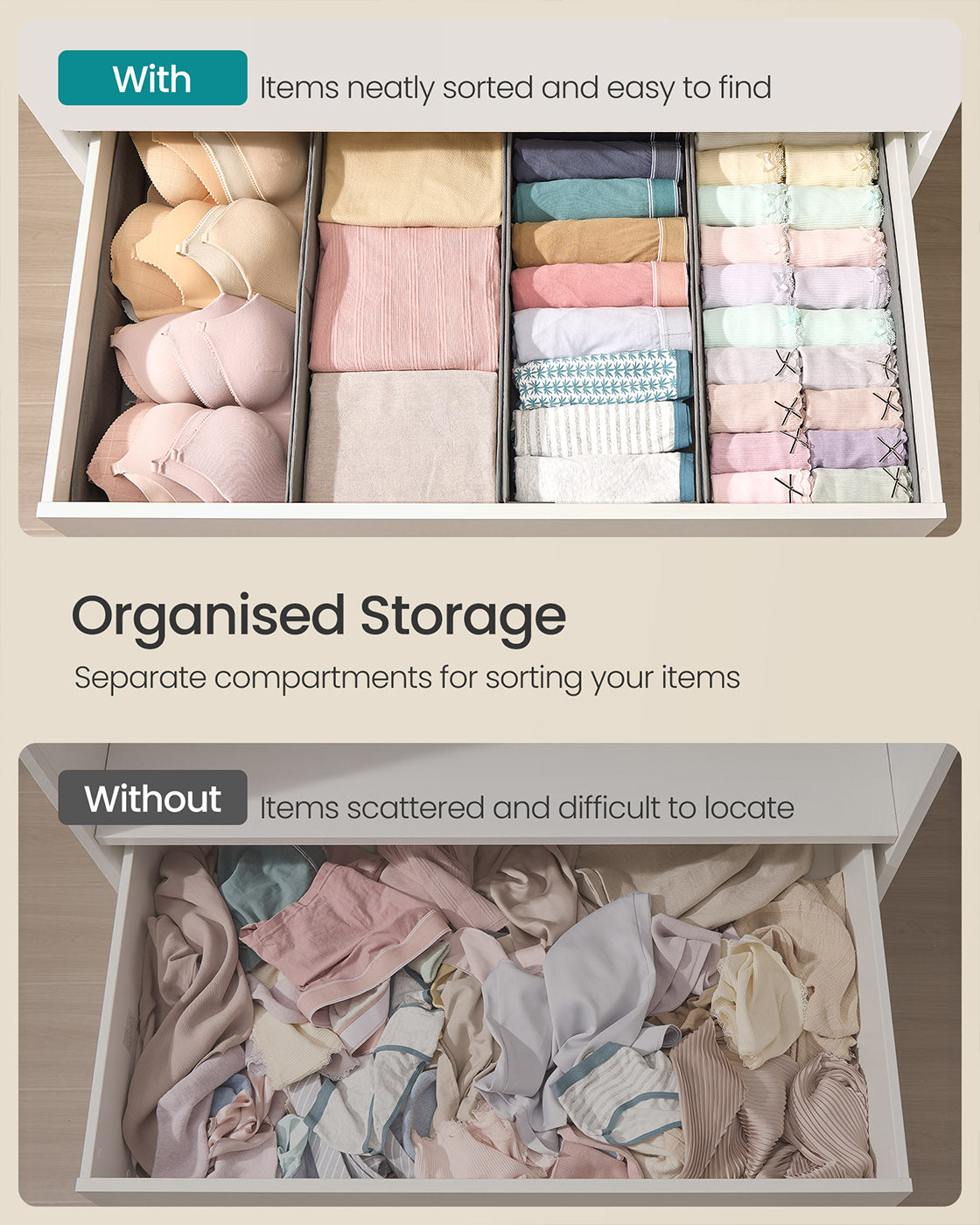 Set of foldable drawer organisers with dividers - image 22