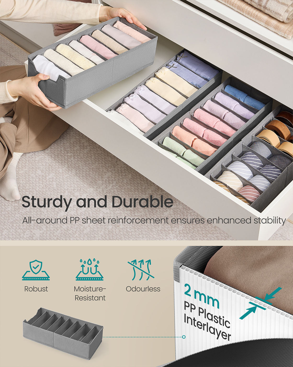 Set of foldable drawer organisers with dividers - image 3