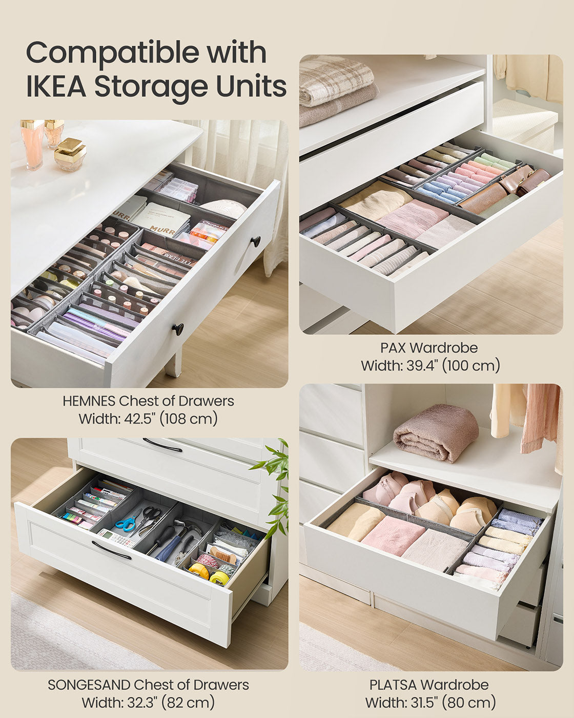 Set of foldable drawer organisers with dividers - image 6