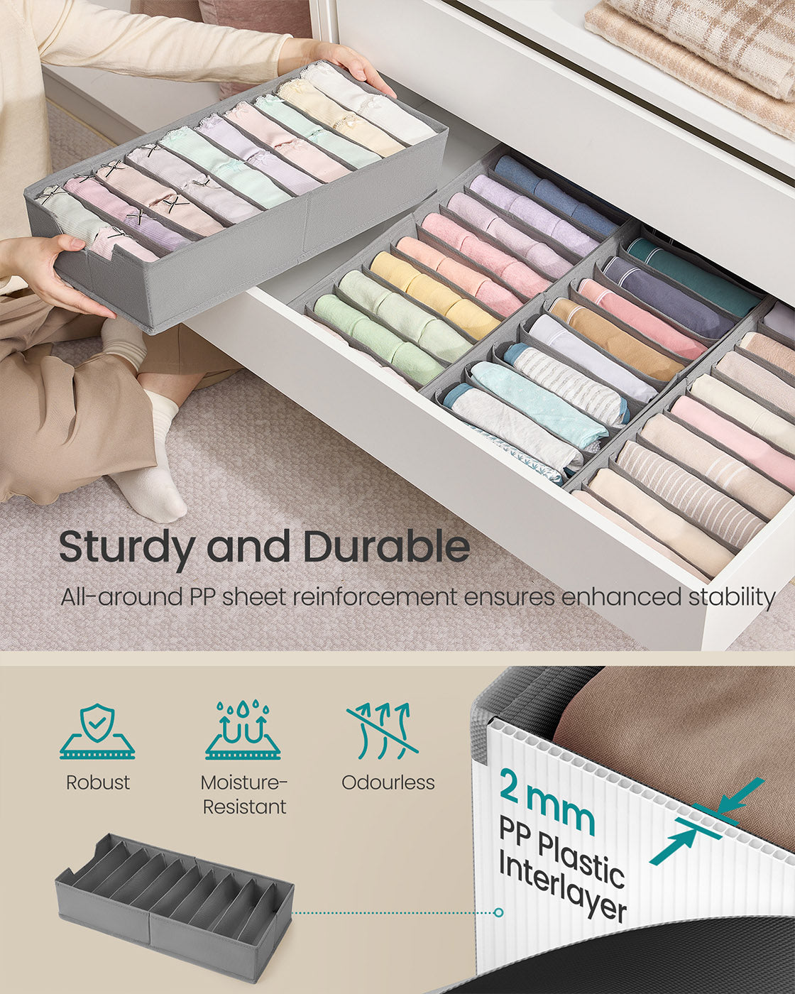 Set of foldable drawer organisers with dividers - image 9