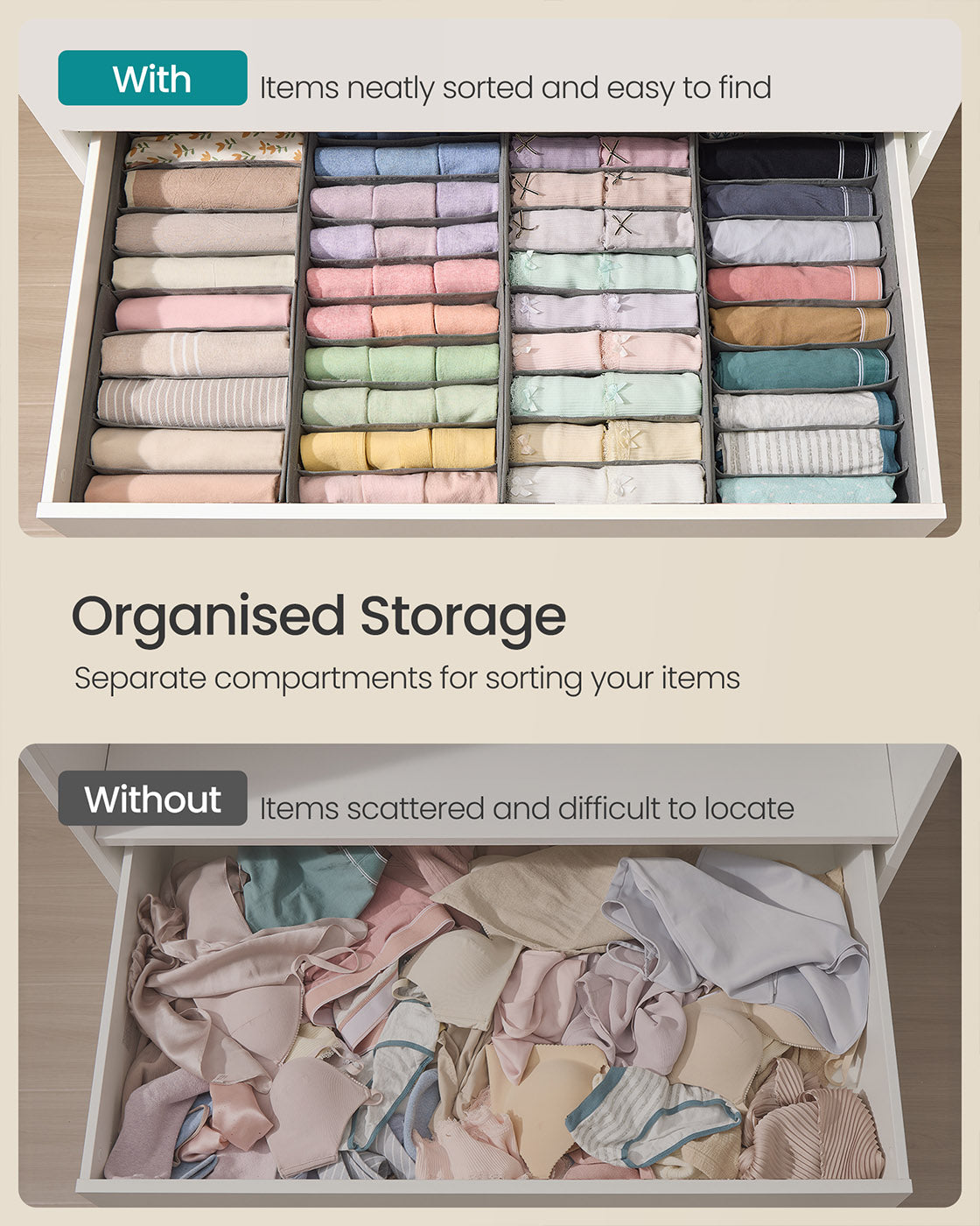 Set of foldable drawer organisers with dividers - image 10