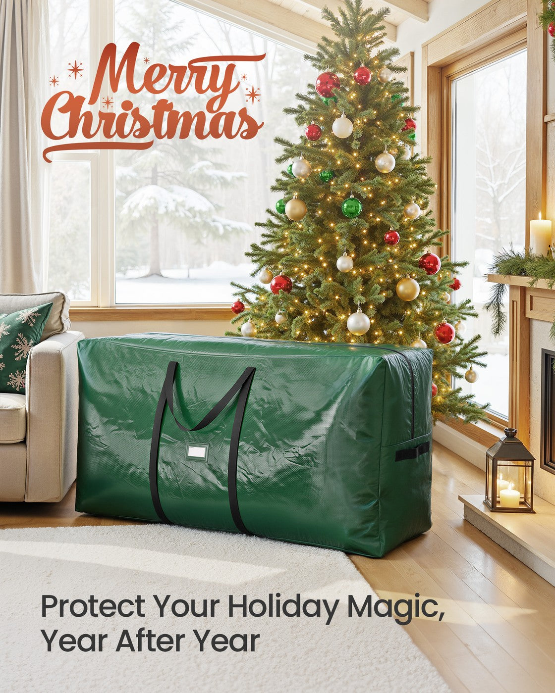 Christmas Tree Storage Bag Fits Artificial Trees up to 9 ft Green - image 2
