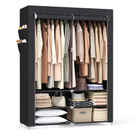 Portable Wardrobe with 2 Hanging Rails - image 1