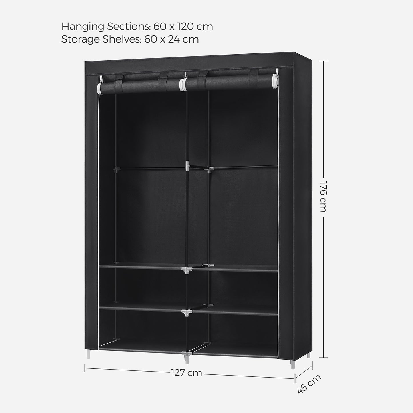 Portable Wardrobe with 2 Hanging Rails - image 8