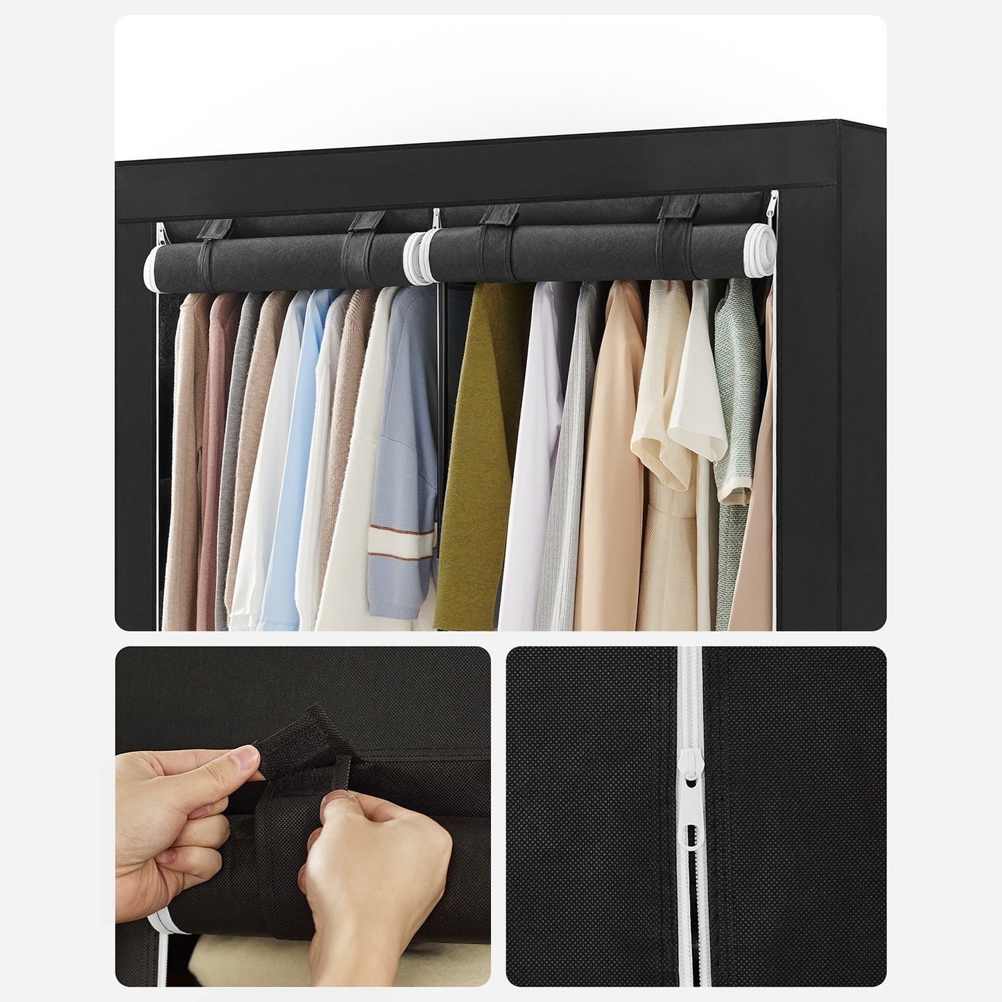 Portable Wardrobe with 2 Hanging Rails - image 10
