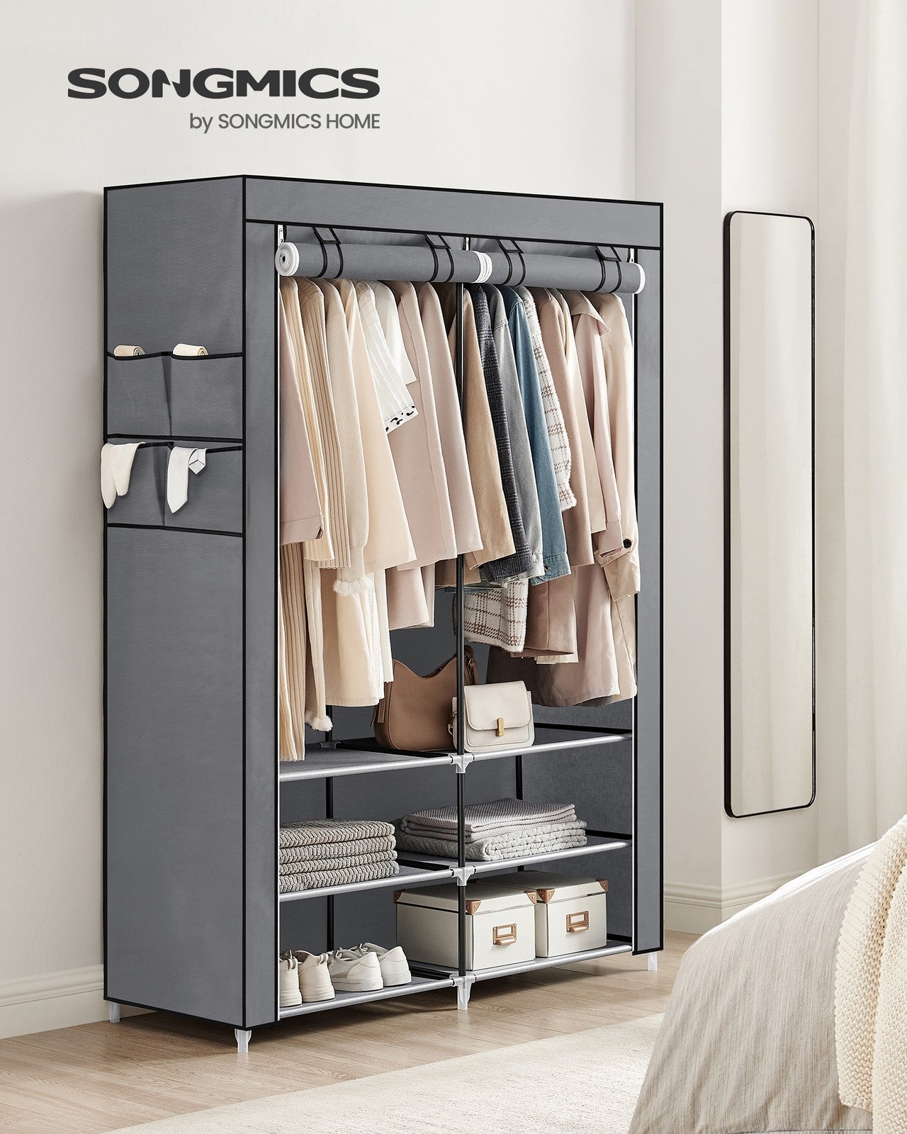 Portable Wardrobe with 2 Hanging Rails - image 13