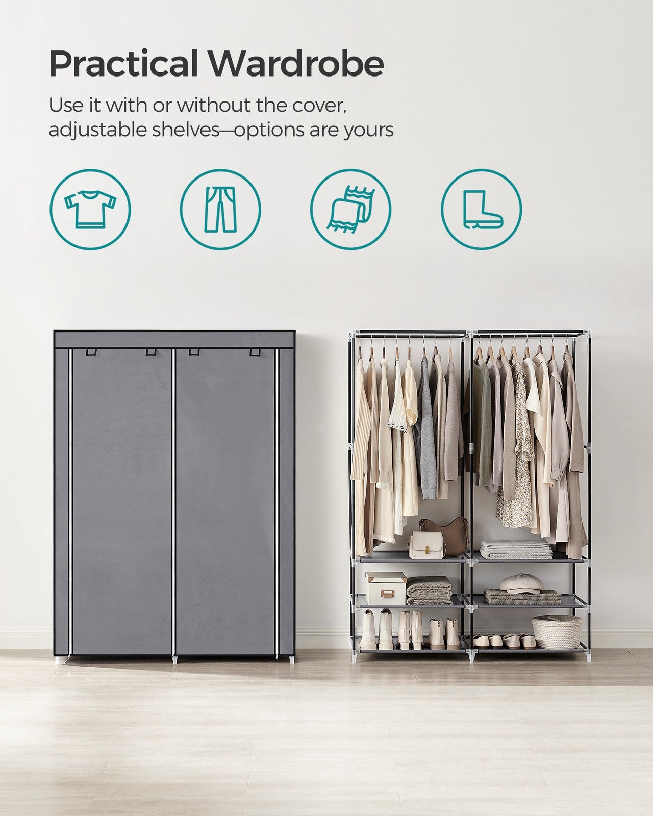 Portable Wardrobe with 2 Hanging Rails - image 14