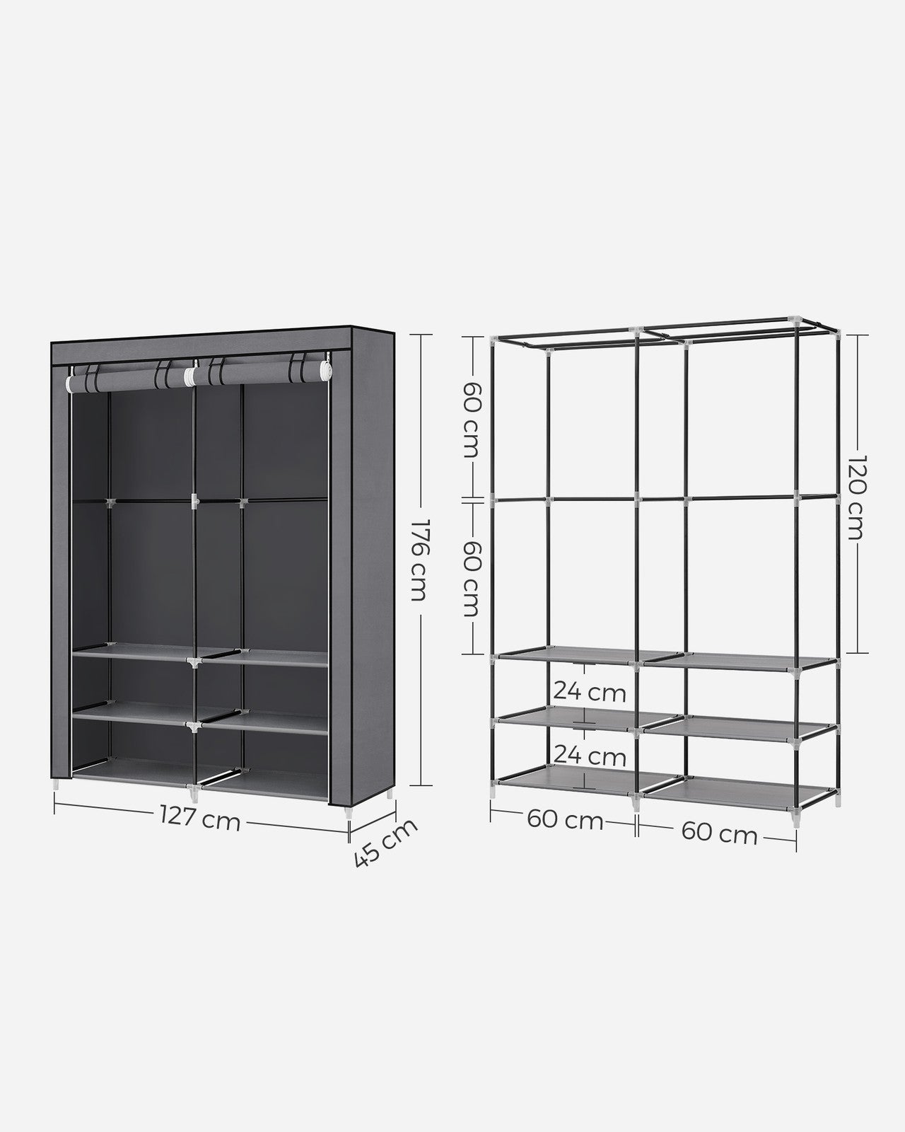 Portable Wardrobe with 2 Hanging Rails - image 18