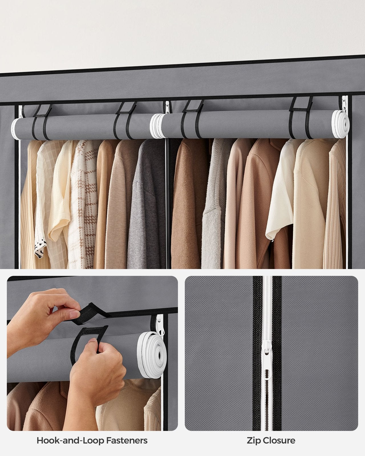 Portable Wardrobe with 2 Hanging Rails - image 20