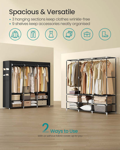Portable Wardrobe with 2 Hanging Rails - image 25
