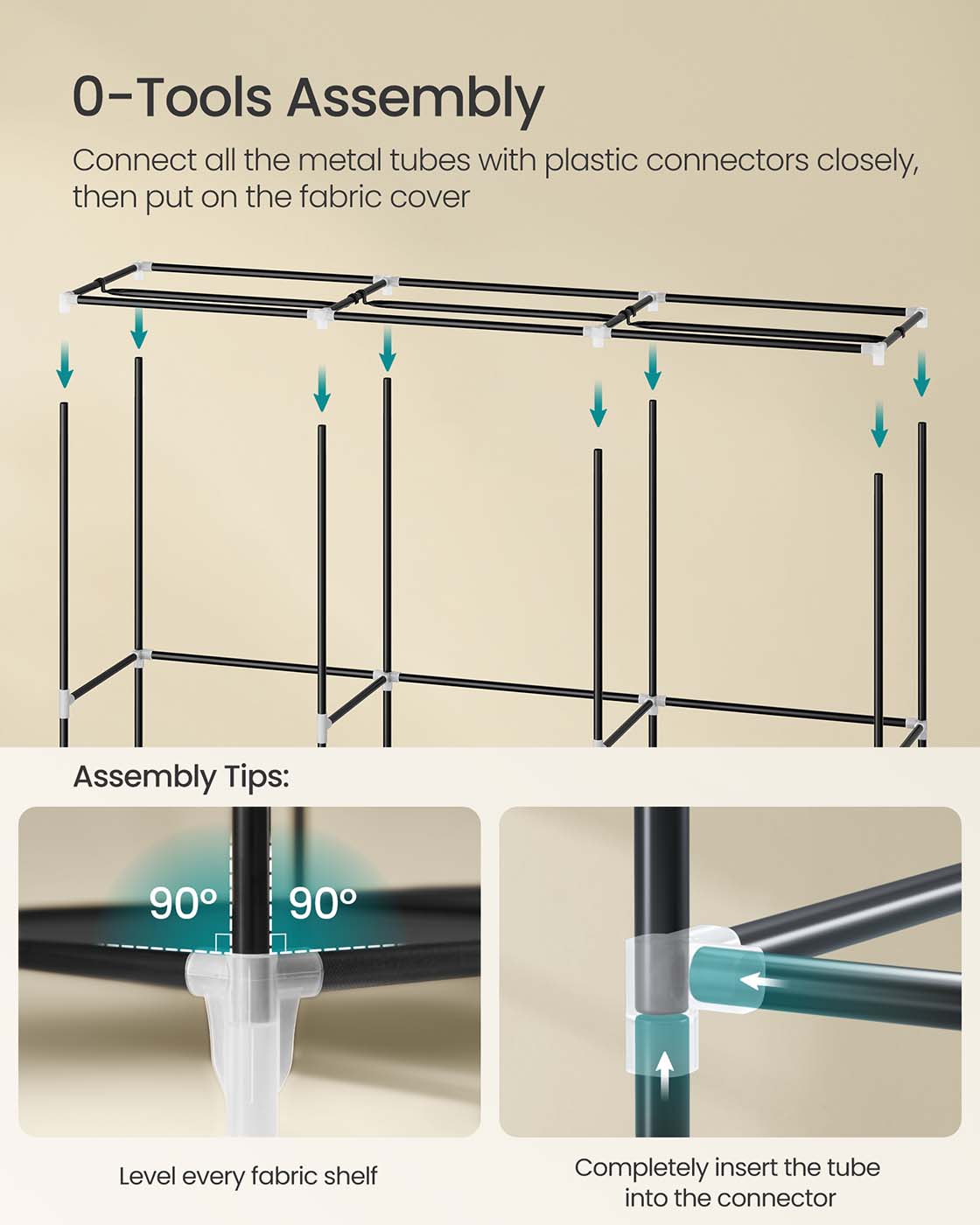 Portable Wardrobe with 2 Hanging Rails - image 26