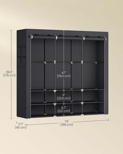 Portable Wardrobe with 2 Hanging Rails - image 27