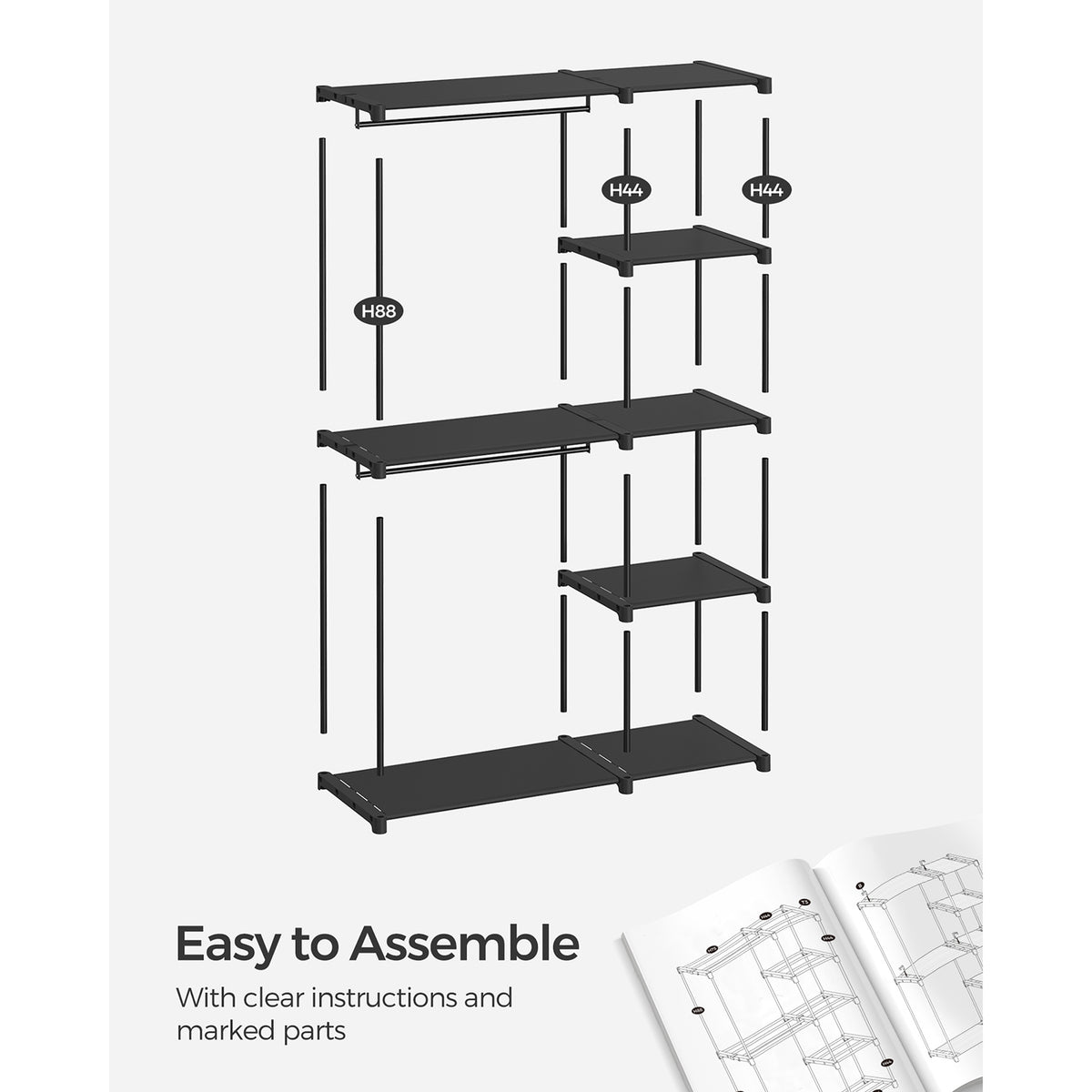 Foldable Wardrobe with Clothes Rails 43 x 124 x 182 cm - image 8