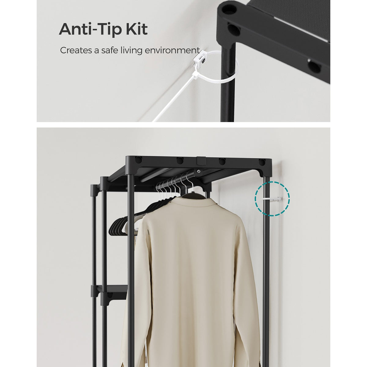 Foldable Wardrobe with Clothes Rails 43 x 124 x 182 cm - image 9
