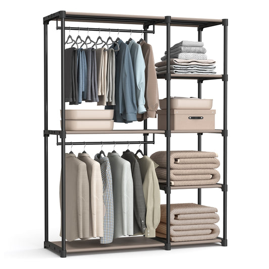 Open Wardrobe with 2 Hanging Rods & Shelves, Portable Closet Organizer for Bedroom/Laundry Room - image 1