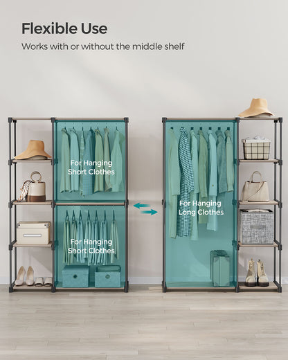 Open Wardrobe with 2 Hanging Rods & Shelves, Portable Closet Organizer for Bedroom/Laundry Room - image 3