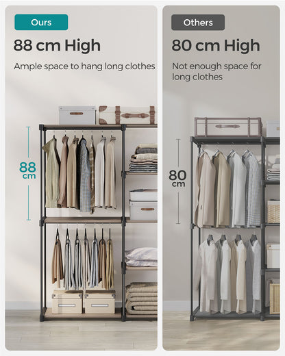 Open Wardrobe with 2 Hanging Rods & Shelves, Portable Closet Organizer for Bedroom/Laundry Room - image 4