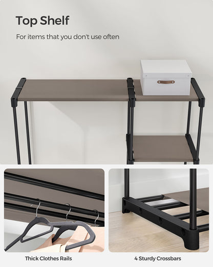 Open Wardrobe with 2 Hanging Rods & Shelves, Portable Closet Organizer for Bedroom/Laundry Room - image 5