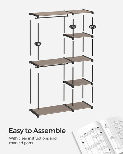 Open Wardrobe with 2 Hanging Rods & Shelves, Portable Closet Organizer for Bedroom/Laundry Room - image 7