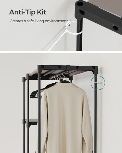 Open Wardrobe with 2 Hanging Rods & Shelves, Portable Closet Organizer for Bedroom/Laundry Room - image 8