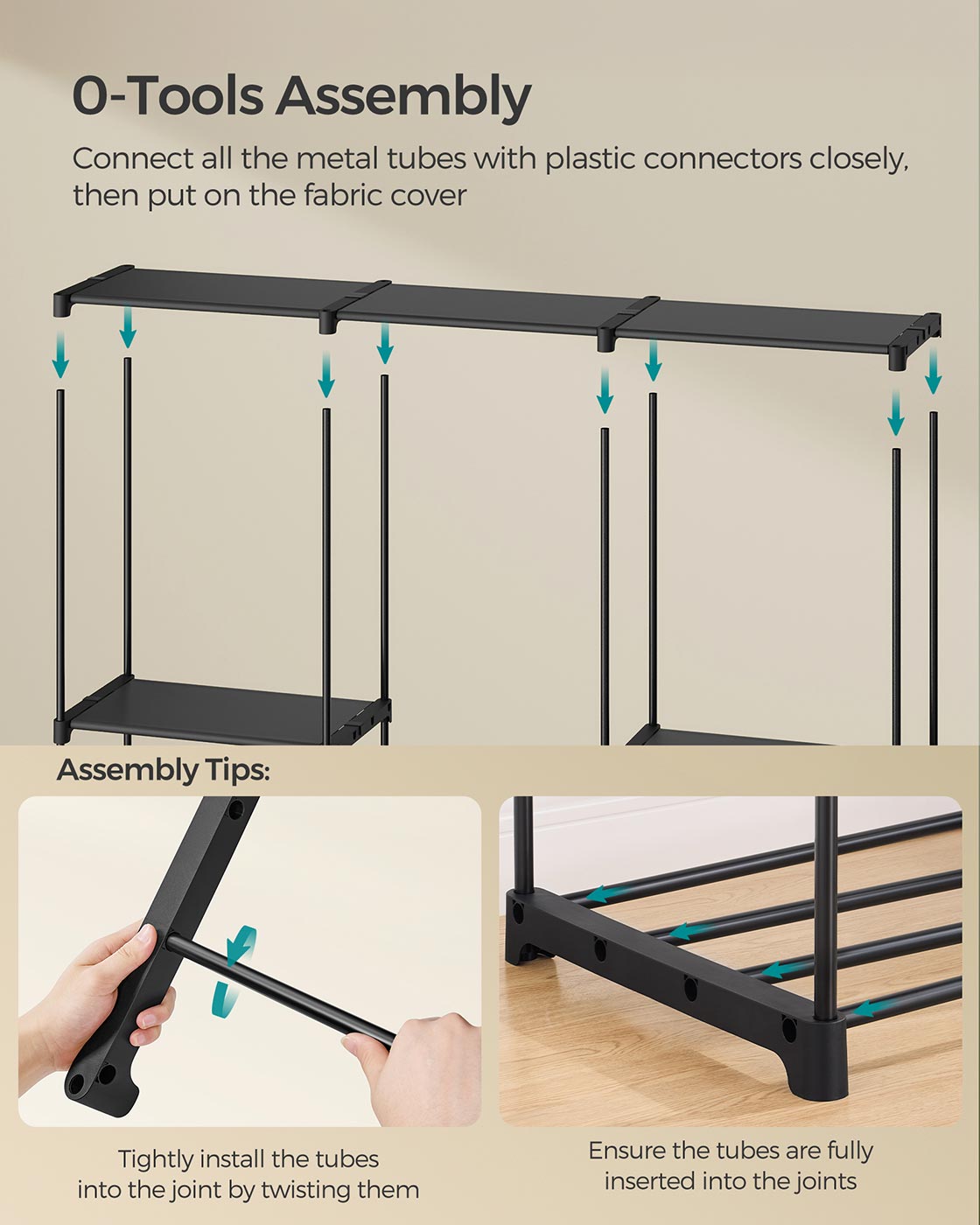 Foldable Wardrobe with Clothes Rails 43 x 124 x 182 cm - image 14