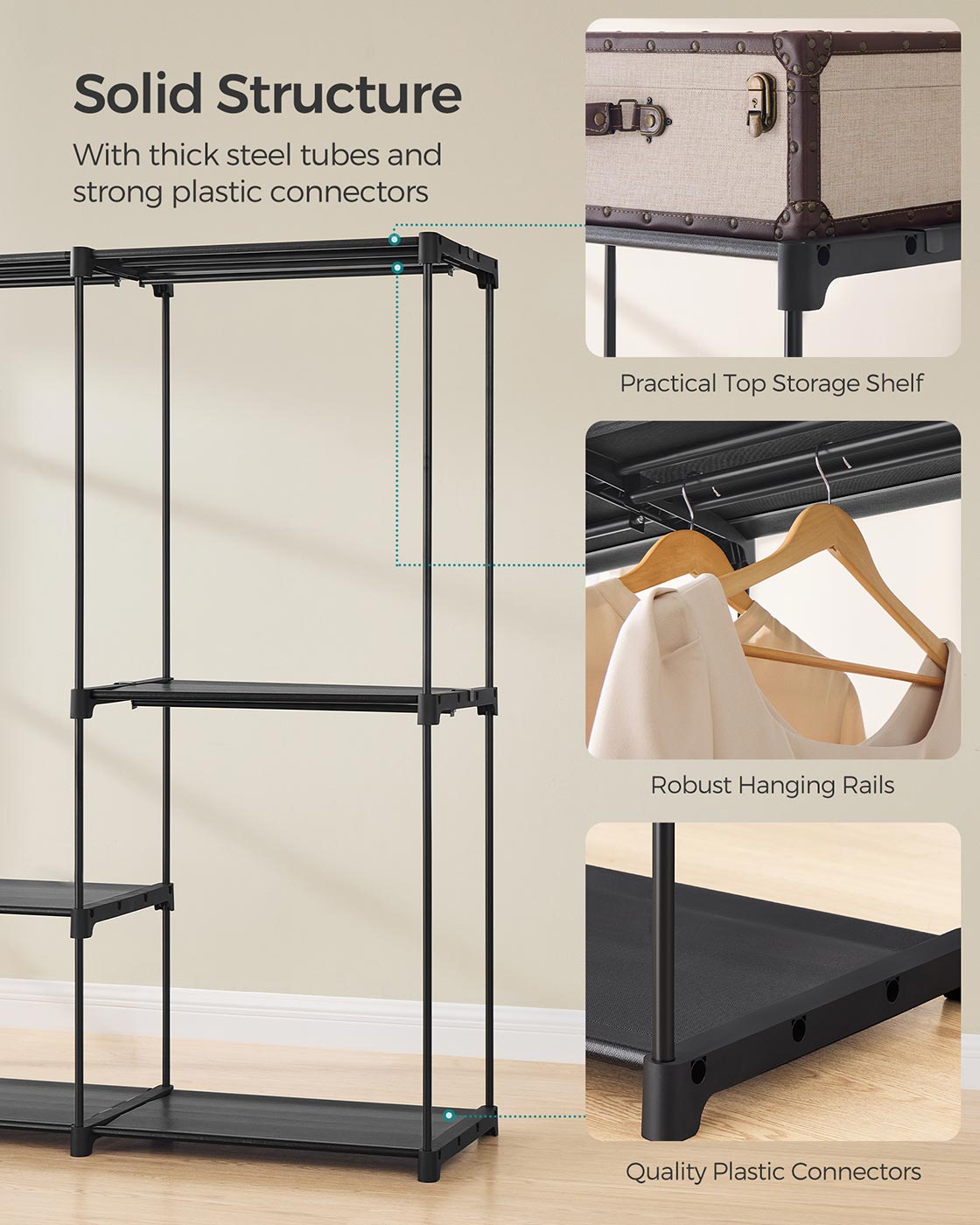Foldable Wardrobe with Clothes Rails 43 x 124 x 182 cm - image 15