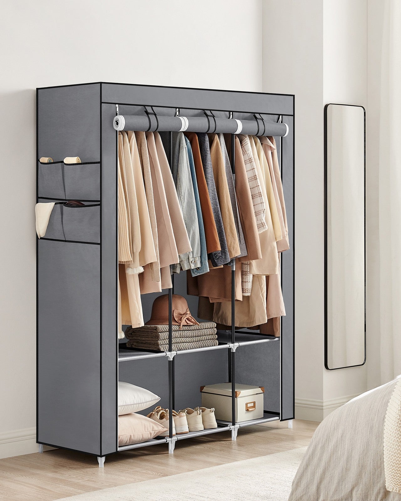 Portable Wardrobe with 3 Hanging Rails - image 14