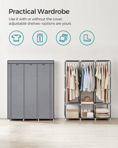 Portable Wardrobe with 3 Hanging Rails - image 15