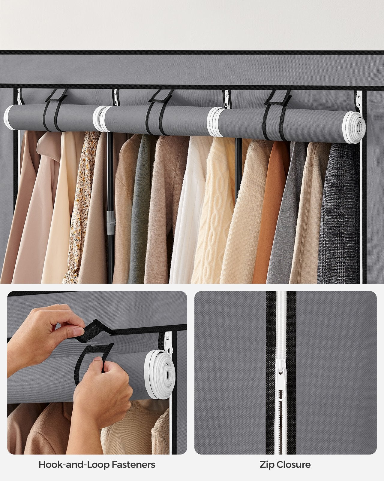 Portable Wardrobe with 3 Hanging Rails - image 21