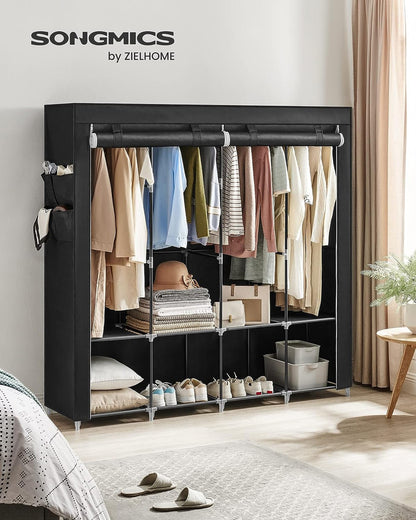 Clothes Wardrobe, Portable Closet, Garment Organiser Rack with 4 Hanging Rails, Shelves, 4 Side Pockets - image 11