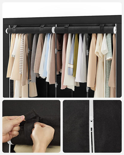 Clothes Wardrobe, Portable Closet, Garment Organiser Rack with 4 Hanging Rails, Shelves, 4 Side Pockets - image 14