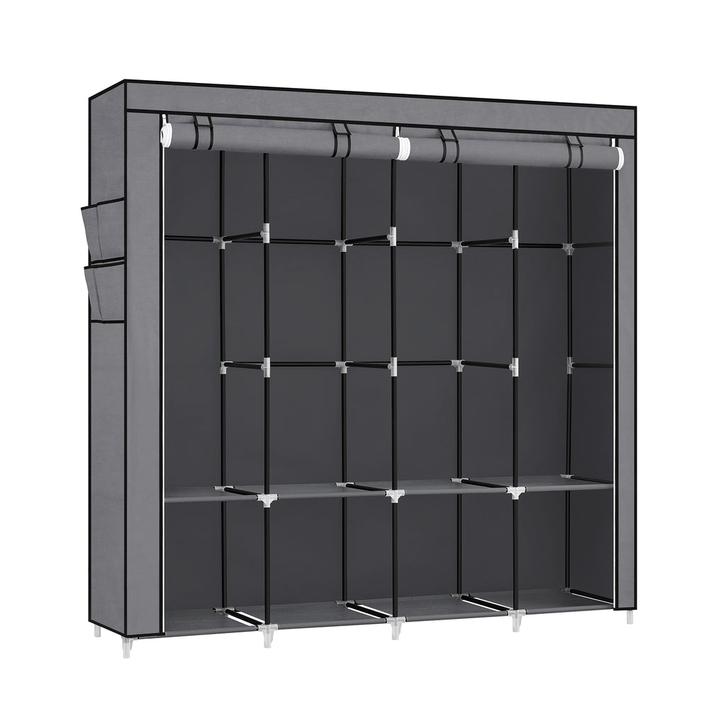 Clothes Wardrobe, Portable Closet, Garment Organiser Rack with 4 Hanging Rails, Shelves, 4 Side Pockets - image 1
